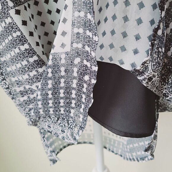 Capulet Shirt Dress Small / Medium Pockets Black & White Mixed Patterns Office - Picture 6 of 12